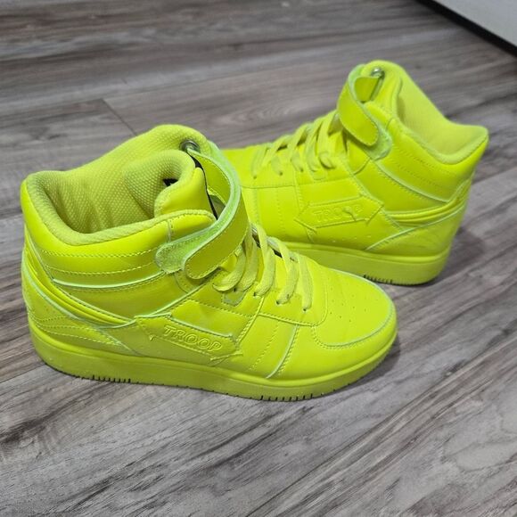 Troop Kid's Crown Mid Sneakers Grade-School Neon Green/ Yellow Sz 5 - Picture 7 of 10